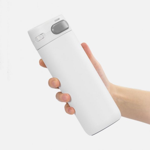 Термостакан X1 с цветной кнопкой, белый с серым 