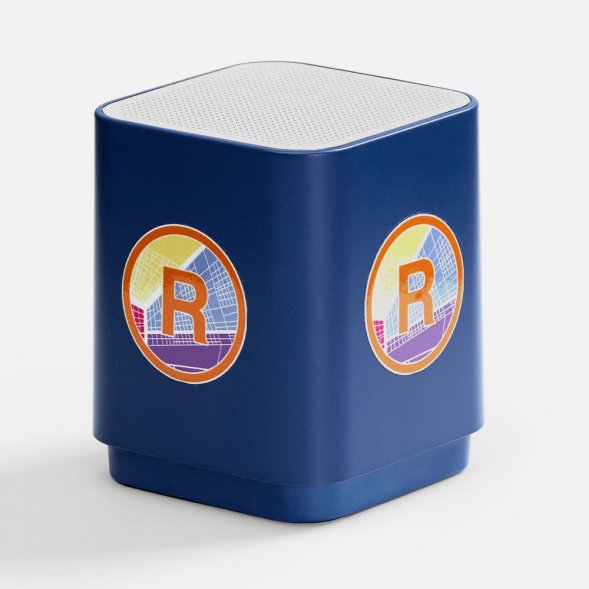 Беспроводная колонка с подсветкой гравировки Glim, синяя 