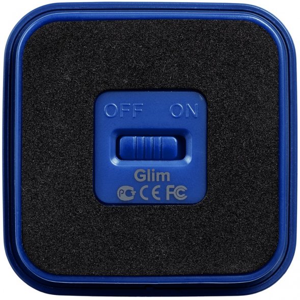 Беспроводная колонка с подсветкой гравировки Glim, синяя 