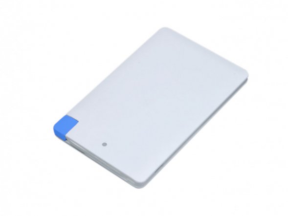Универсальное зарядное устройство Credit _card1_power_bank  под нанесение логотипа  в виде кредитной карты, толщина всего 7,5 . 2500MAH. Синий 