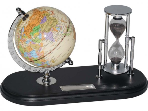 Набор с глобусом на черной подставке Время и мы, серебристый/черный 