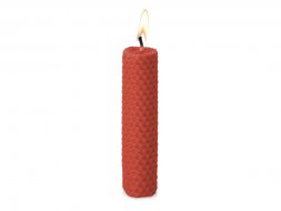 Свеча из вощины 3 х 12,5 см с деревянным ярлыком, красный