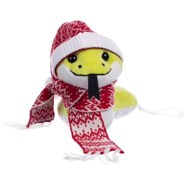 Мягкая игрушка Baby Snake Right, в красном шарфике и шапочке 