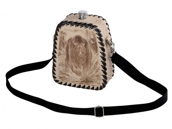 Фляга 509(белая кожа), 1л 