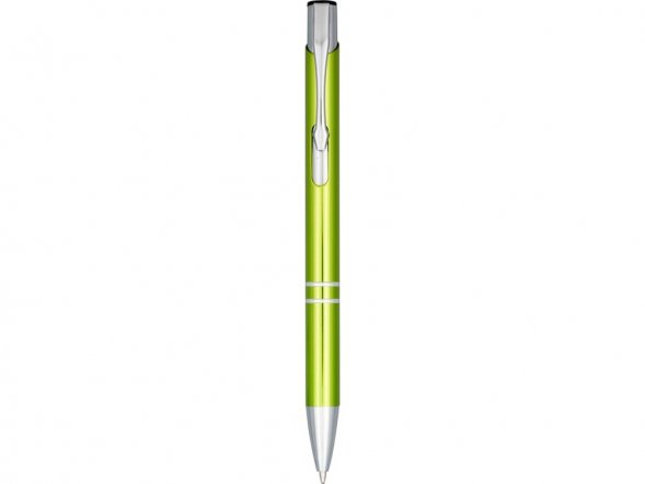 Кнопочная шариковая ручка Moneta из анодированного алюминия, черные чернила, лайм 