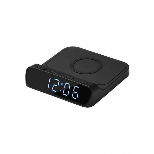 Зарядная станция с часами 15W Rigel, черная 