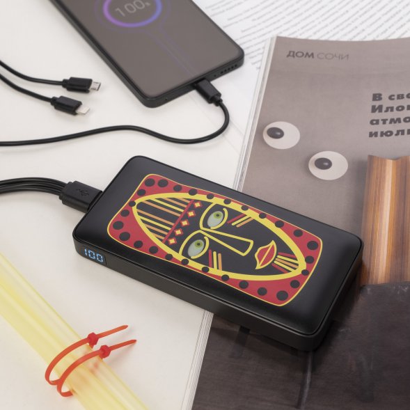 Внешний аккумулятор с цветной подсветкой Ancor PD Max Plus 10000 mAh, черный 