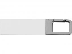 Флеш-карта USB 2.0 16 Gb с карабином Hook, белый/серебристый