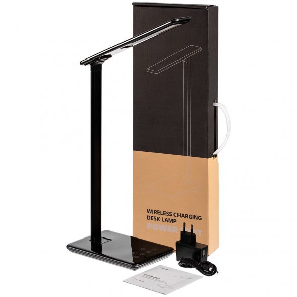 Настольная лампа с беспроводной зарядкой Power Spot, черная 
