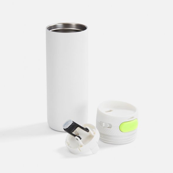 Термостакан X1 с цветной кнопкой, белый с желтым 