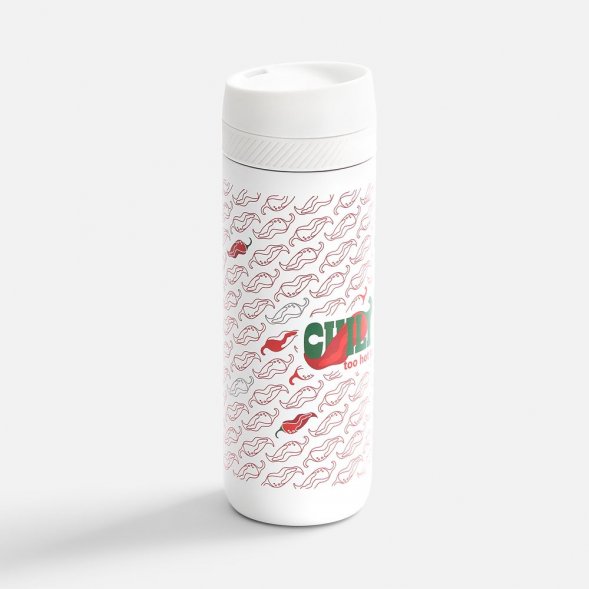 Термостакан X1 с цветной кнопкой, белый с желтым 