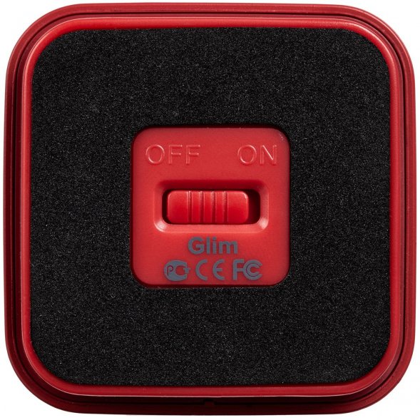 Беспроводная колонка с подсветкой гравировки Glim, красная 