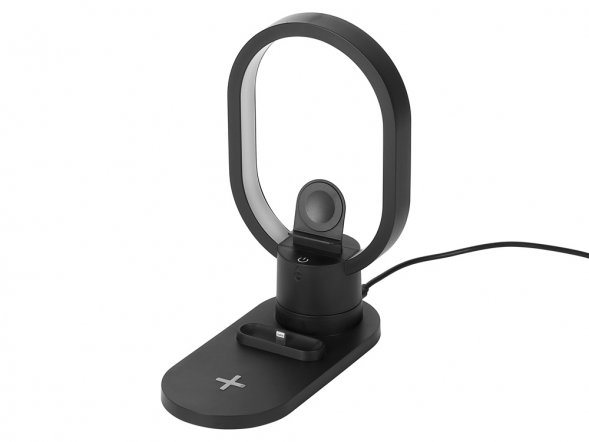 Беспроводная зарядная станция 4-в-1 Portal c лампой, 15 Вт, черный 