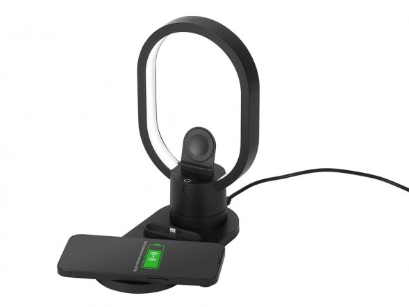 Беспроводная зарядная станция 4-в-1 Portal c лампой, 15 Вт, черный 