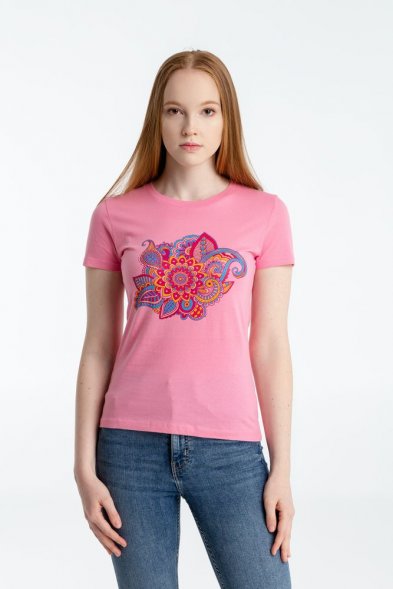 Футболка женская «Узор», розовая 