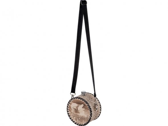 Фляга 507 (белая кожа, 1л круглая) 