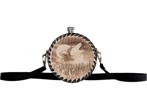 Фляга 507 (белая кожа, 1л круглая) 