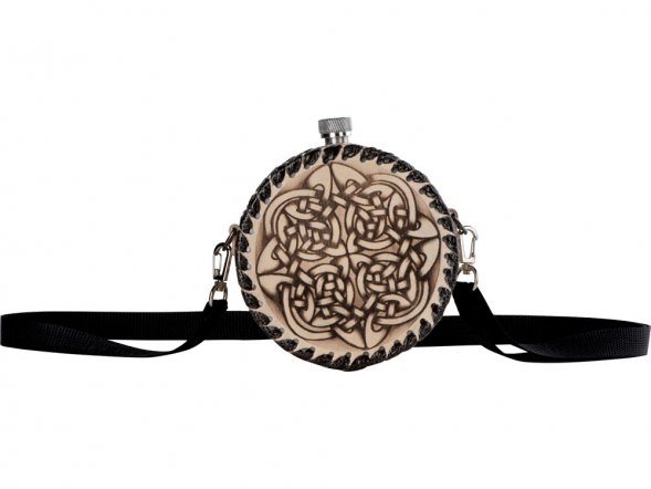 Фляга 507 (белая кожа, 1л круглая) 