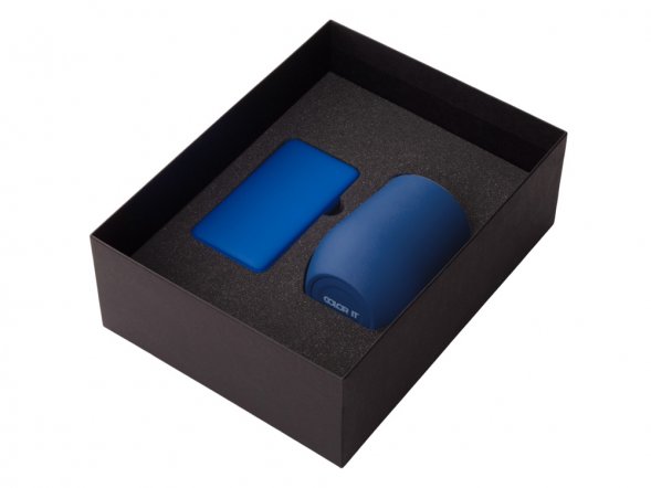 Подарочный набор с термокружкой и повербанком С1, 5000 mAh, синий 