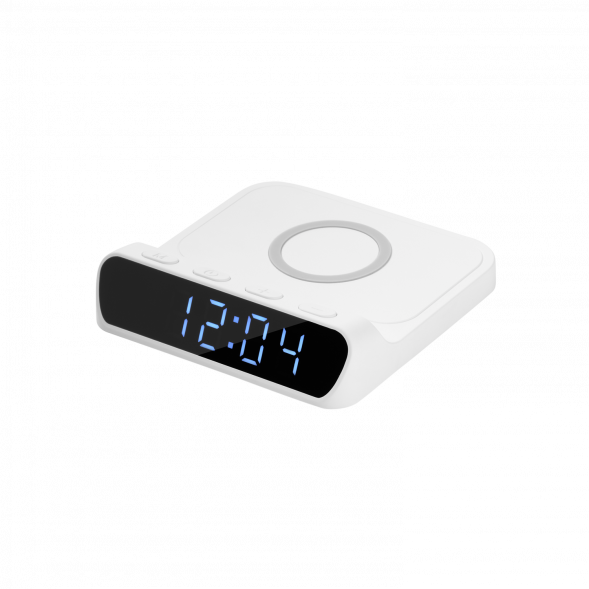 Зарядная станция с часами 15W Rigel, белая 