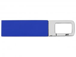 Флеш-карта USB 2.0 16 Gb с карабином Hook, синий/серебристый