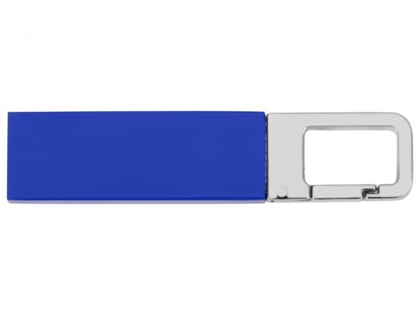 Флеш-карта USB 2.0 16 Gb с карабином Hook, синий/серебристый 