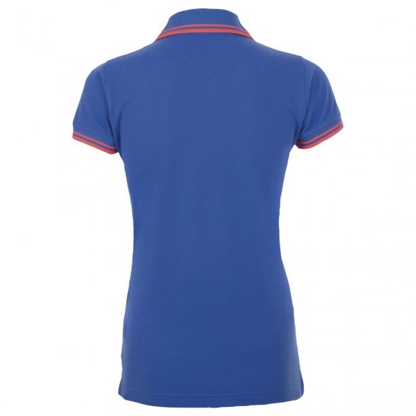 Рубашка поло женская Pasadena Women 200 с контрастной отделкой, ярко-синяя (royal) с неоново-розовым 
