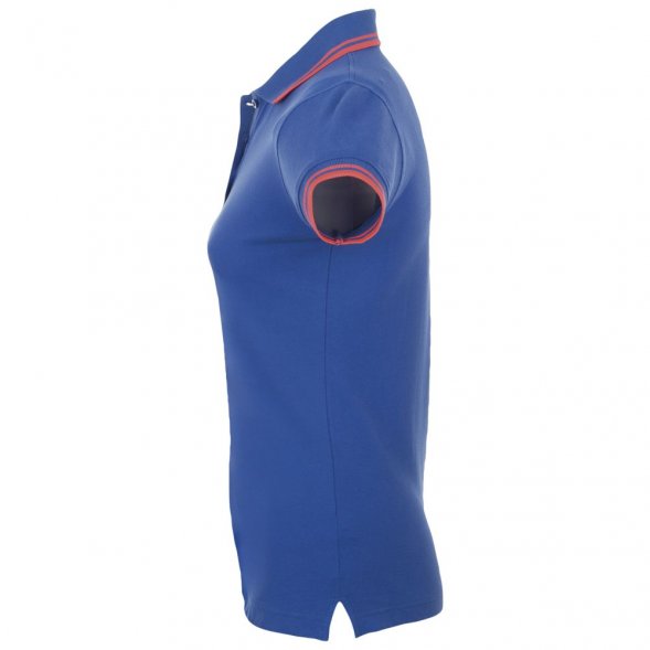 Рубашка поло женская Pasadena Women 200 с контрастной отделкой, ярко-синяя (royal) с неоново-розовым 