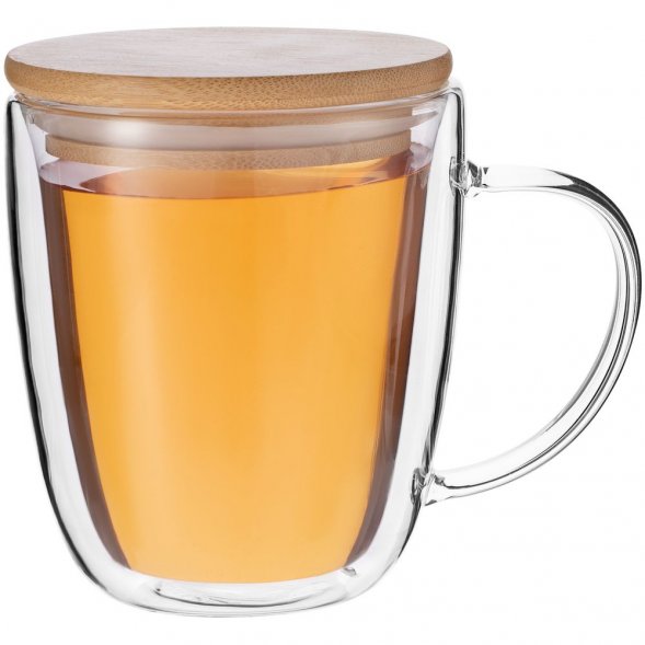 Кружка с двойными стенками Kupla с бамбуковой крышкой 