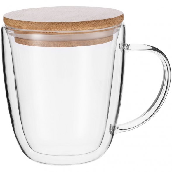 Кружка с двойными стенками Kupla с бамбуковой крышкой 