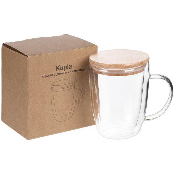 Кружка с двойными стенками Kupla с бамбуковой крышкой 