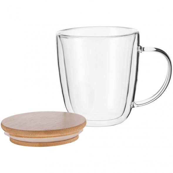 Кружка с двойными стенками Kupla с бамбуковой крышкой 