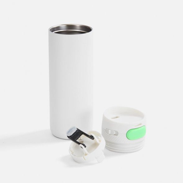 Термостакан X1 с цветной кнопкой, белый с зеленым 