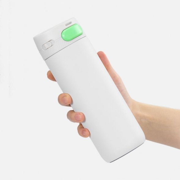 Термостакан X1 с цветной кнопкой, белый с зеленым 