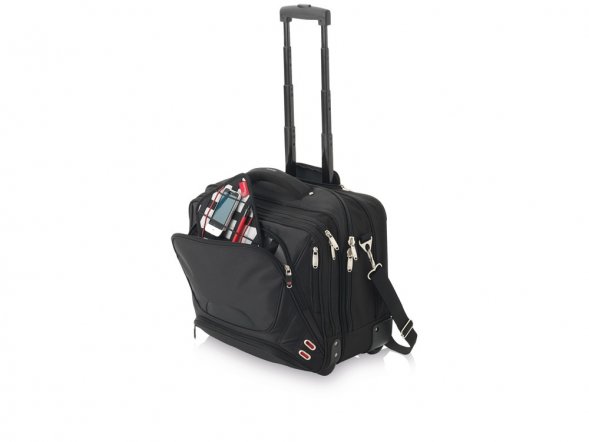 Чемодан на колесиках Proton, удобная для прохождения досмотра, черный 