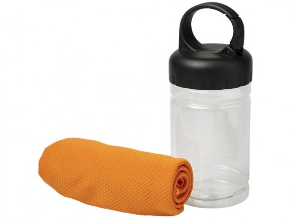 Охлаждающее полотенце Remy в ПЭТ-контейнере, оранжевый 