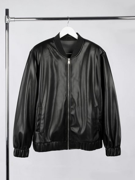 Бомбер из искусственной кожи Univer, черный 
