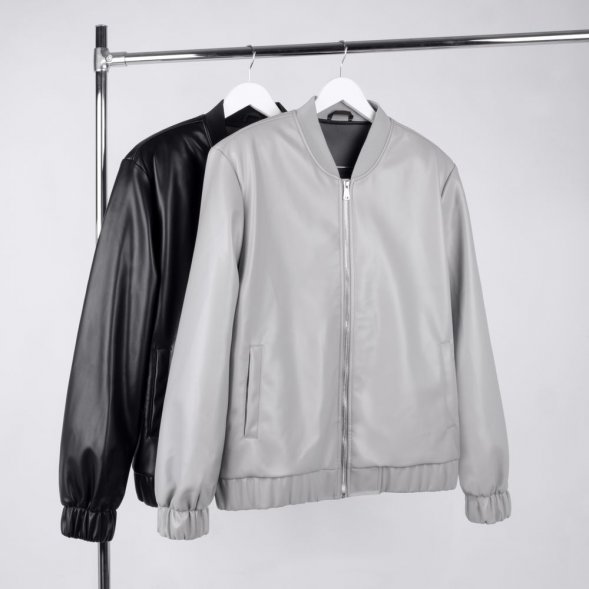 Бомбер из искусственной кожи Univer, черный 