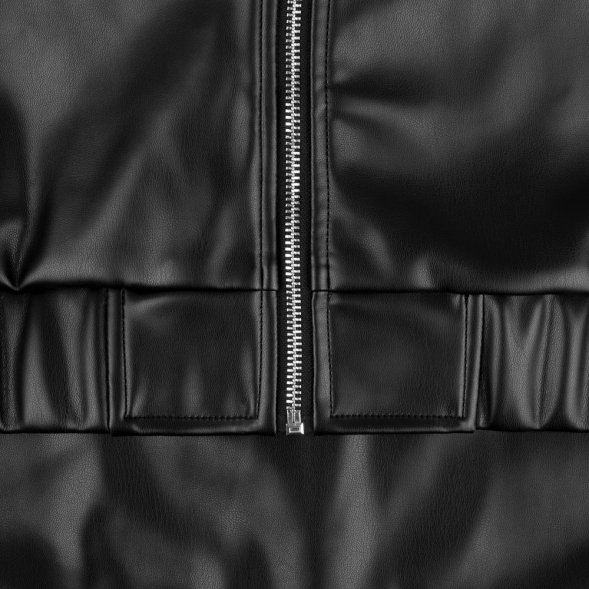 Бомбер из искусственной кожи Univer, черный 