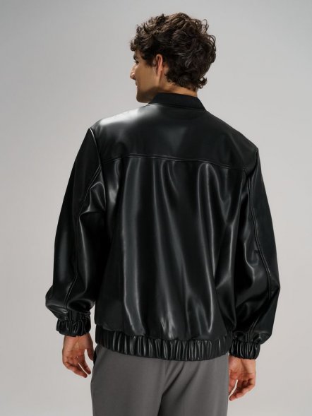 Бомбер из искусственной кожи Univer, черный 
