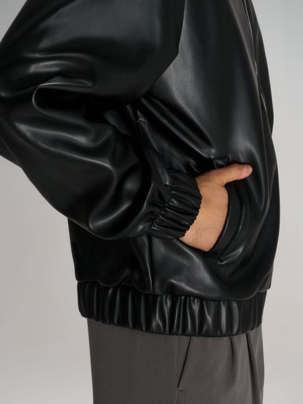 Бомбер из искусственной кожи Univer, черный 