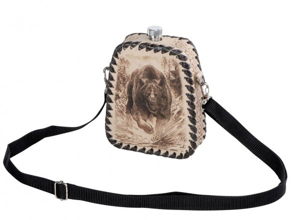 Фляга 508(белая кожа), 07 л 