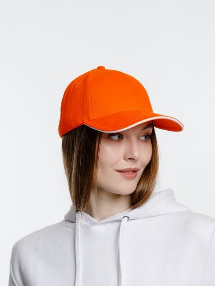 Бейсболка Spiker, оранжевая с белым 