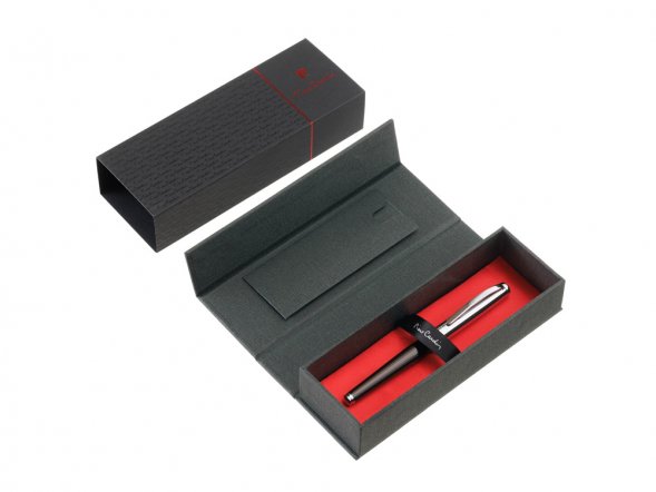 Ручка-роллер Pierre Cardin LEO, цвет - серебристый и черный. Упаковка B-1 