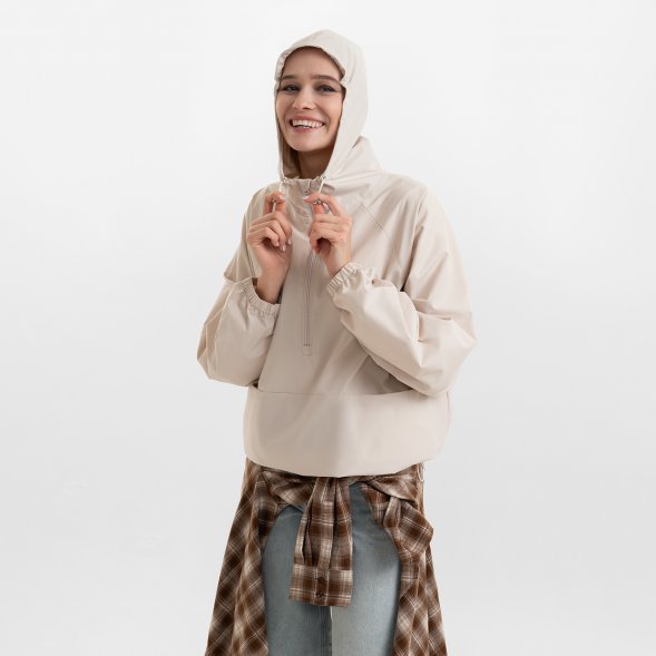 Ветровка оверсайз, унисекс RISSMAN, бежевая, размер XL/XXL 
