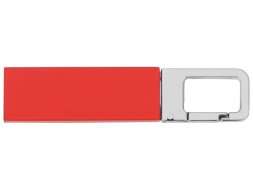 Флеш-карта USB 2.0 16 Gb с карабином Hook, красный/серебристый