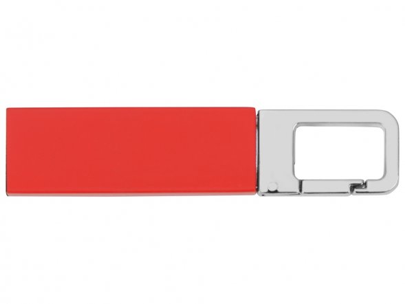 Флеш-карта USB 2.0 16 Gb с карабином Hook, красный/серебристый 